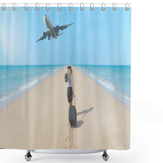 Personality  Woman And Plane Shower Curtains