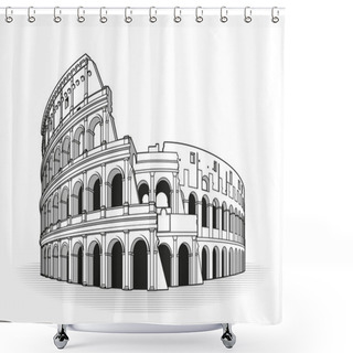 Personality  Rome Coliseum Hand Drawn Outline Doodle Icon Shower Curtains