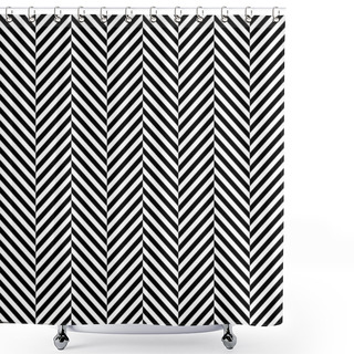 Personality  Big Seamless Pattern Herringbone Black And White Shower Curtains