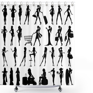 Personality  Silhouette Of Woman Shower Curtains