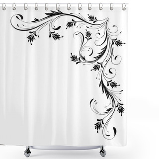 Personality  Decorative Floral Corner Ornament For Stencil Isolated On White  Shower Curtains