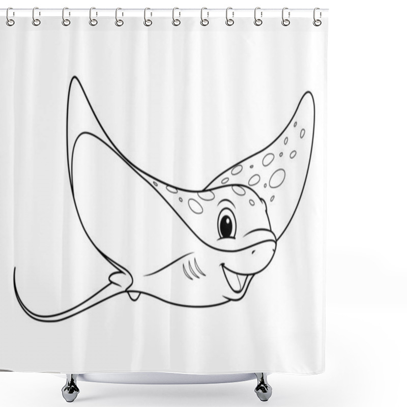 Personality  Little Stingray Cartoon Animal Illustration BW Shower Curtains