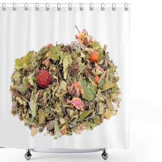 Personality  Herbal Tea On White Background Shower Curtains