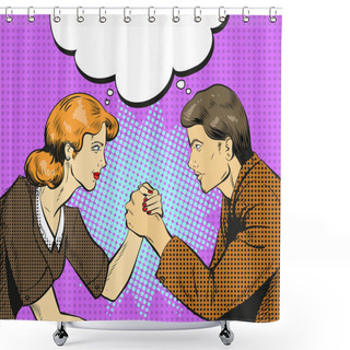 Personality  Business Competition Concept Vector Pop Art Illustration Shower Curtains