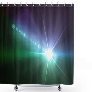 Personality  Camera Flash Single Flare Blue And Green Color Shower Curtains