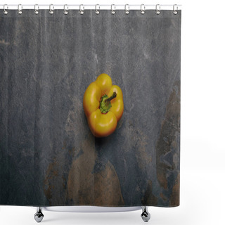 Personality  Top View Of Yellow Bell Pepper On Grey Marble Background Shower Curtains