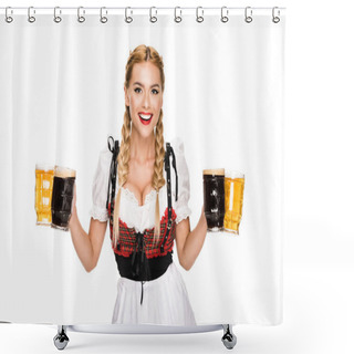 Personality  Waitress With Beer Glasses Shower Curtains