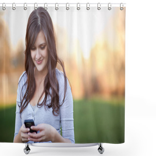 Personality  Woman Texting Shower Curtains
