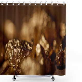 Personality  Selective Focus Of Golden Stones With Blurred Background Shower Curtains