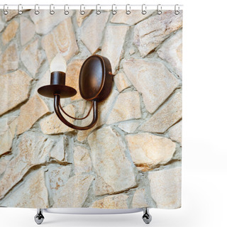 Personality  Chandelier Lamp On Ashlar Wall, Interior Detail Shower Curtains