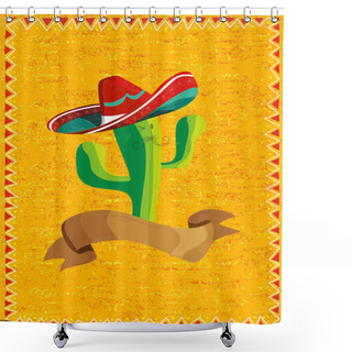 Personality  Mexican Food Cactus Over Grunge Background Shower Curtains