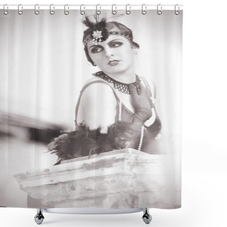 Personality  Portrait Of The Beautiful Retro Woman 1920s - 1930s Shower Curtains