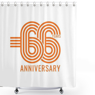 Personality  66 Year Anniversary Logo, Vector Template Design Element For Birthday, Invitation, Wedding, Jubilee And Greeting Card Illustration. Shower Curtains