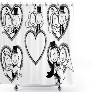 Personality  Wedding Cartoon Portrait Shower Curtains