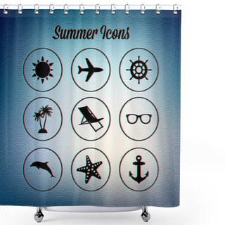 Personality  Set Of Summer Icons Shower Curtains