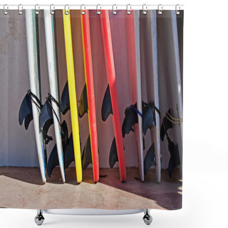 Personality  Keels Of Surf Board Shower Curtains