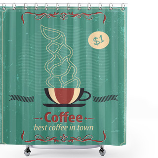 Personality  Retro Style Coffee Shop Poster. Shower Curtains
