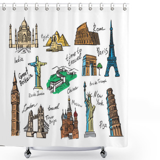 Personality  Hand Drawn Travel Shower Curtains