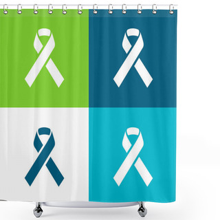 Personality  Awareness Ribbon Flat Four Color Minimal Icon Set Shower Curtains