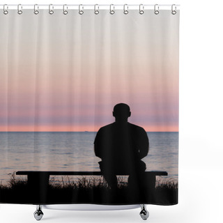 Personality  Lonely Man On Bench Shower Curtains