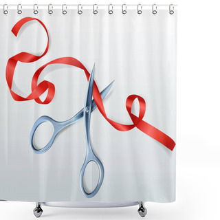Personality  Scissors Cutting Red Ribbon Vector Illustration Shower Curtains