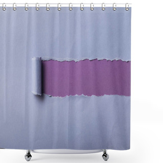Personality  Torn Blue Paper With Rolled Edge On Violet Background Shower Curtains