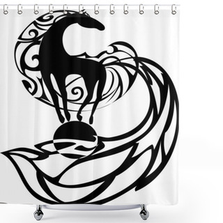 Personality  Silhouette Of A Horse With A Long Mane Shower Curtains