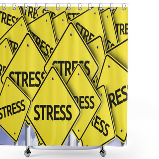 Personality  Stress Written On Multiple Road Sign Shower Curtains