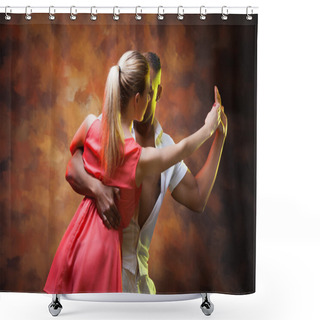 Personality  Young Couple Dances Caribbean Salsa Shower Curtains
