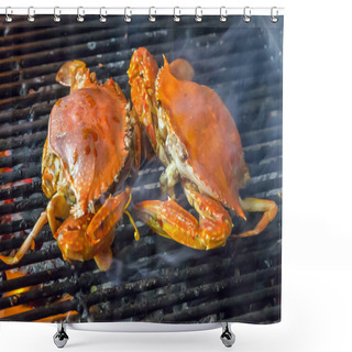 Personality  Crab Seafood Barbecue Grill Shower Curtains