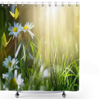 Personality  Art Abstract Spring Background Or Summer Background With Fresh F Shower Curtains
