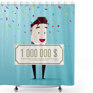 Personality  Man Holding A Bank Check For A Million Dollars: Lottery Winner Shower Curtains