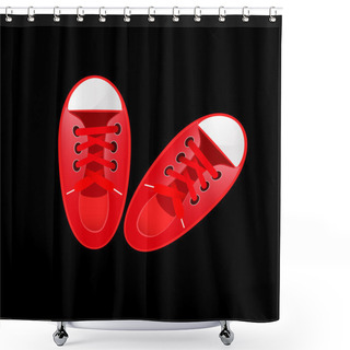 Personality  Vector Red Sneakers Vector Illustration  Shower Curtains