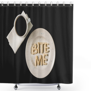 Personality  Lettering From Dough On Plate Shower Curtains