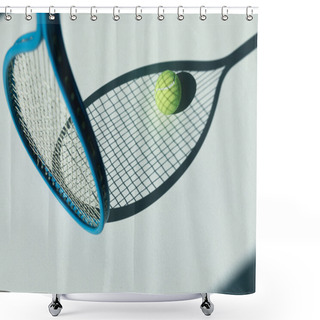 Personality  Tennis Racket And Ball On Floor  Shower Curtains