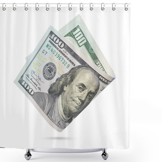 Personality  Hundred Dollar Bill. United States Currency Banknote Isolated On A White Background.  Shower Curtains