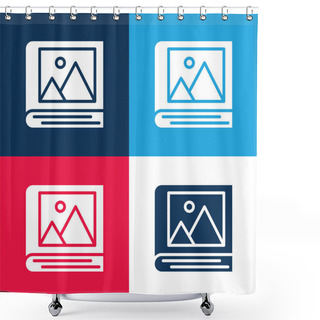 Personality  Album Blue And Red Four Color Minimal Icon Set Shower Curtains