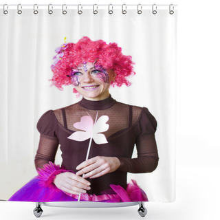 Personality  Beautiful Smiling Fairy On A White Background Shower Curtains
