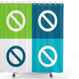 Personality  Banned Sign Flat Four Color Minimal Icon Set Shower Curtains