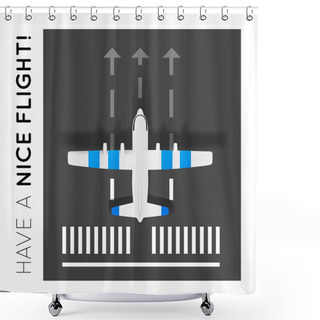 Personality  Plane On The Runway At The Airport. Top View Shower Curtains