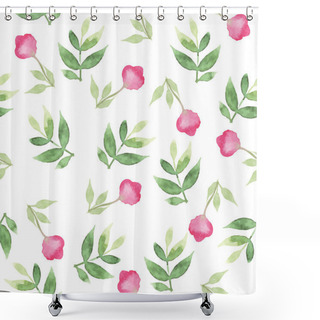 Personality  Watercolor Flowers Seamless Pattern Shower Curtains