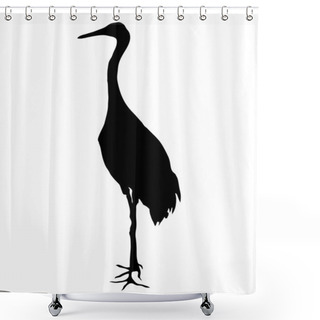 Personality  Crane Bird On The White. Shower Curtains