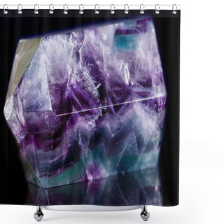 Personality  Macro Mineral Stone Fluorite Crystal On A Black Background  Shower Curtains