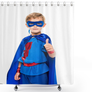 Personality  Superhero Boy Showing Thumb Up Shower Curtains