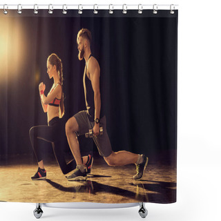 Personality  Sporty Man And Woman Training  Shower Curtains
