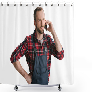Personality  Handsome Man Talking By Phone Shower Curtains