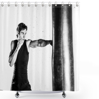 Personality  Kickboxer Boxing In Punching Bag Shower Curtains
