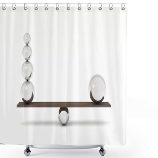 Personality  Balancing Balls On Wooden Board Shower Curtains