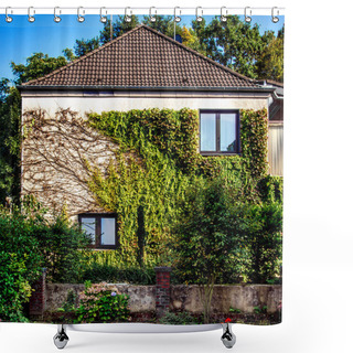 Personality  Facade Of Rural House With Ivy Shower Curtains