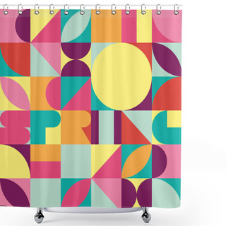 Personality  Spring Trendy Geometric Background - Vector. With Word SPRING In Abstract Style Shower Curtains